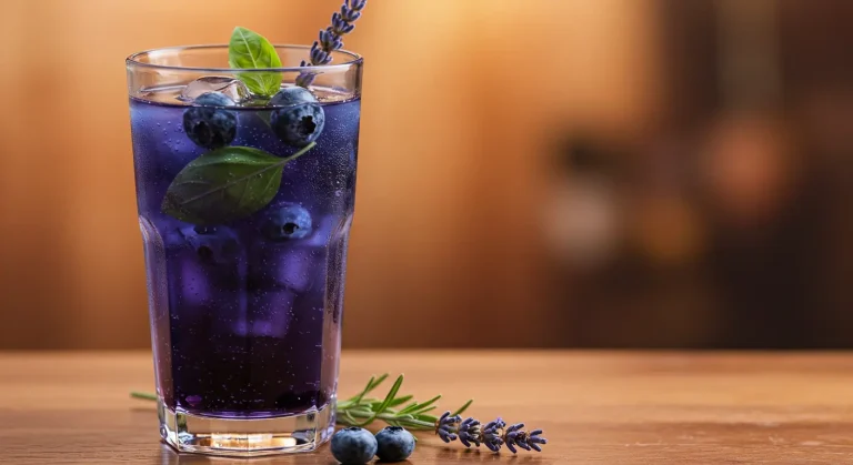 Blueberry Basil Lemon Lavender Mocktail