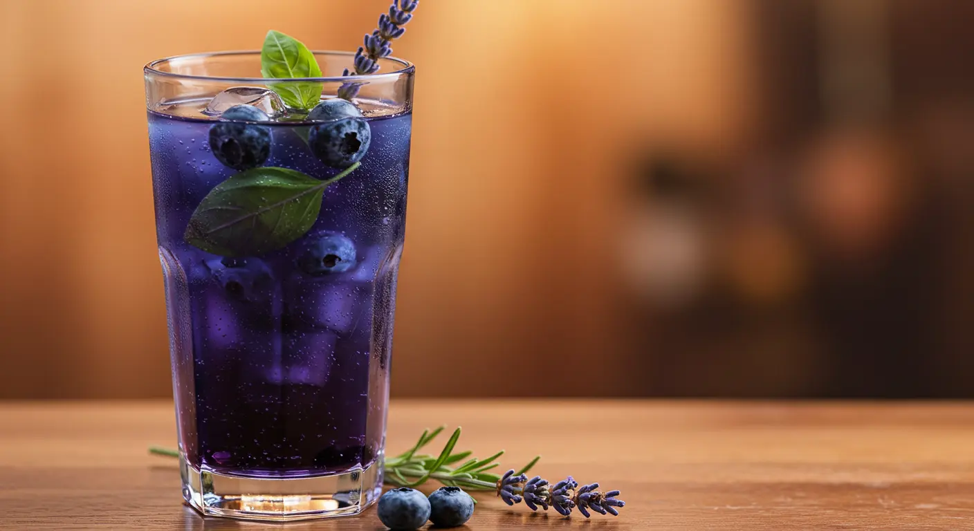 Blueberry Basil Lemon Lavender Mocktail