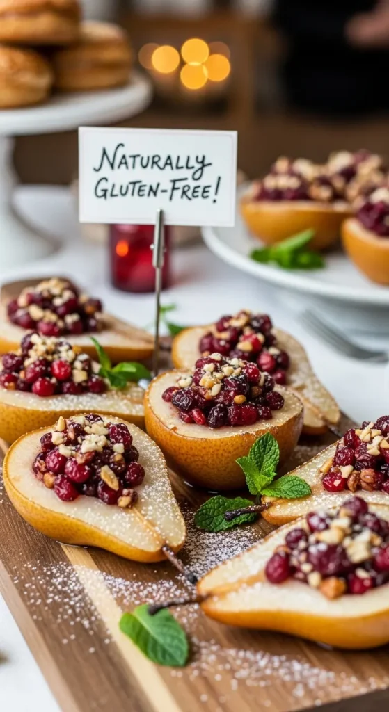 Baked Pears with Feta, Honey, and Cranberries